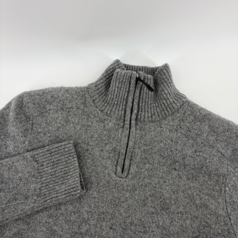 Fisherman Out‎ of Ireland Grey 100% Lambswool Quarter Zip Sweater Womens Large